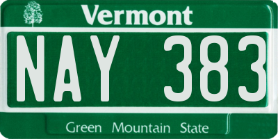 VT license plate NAY383