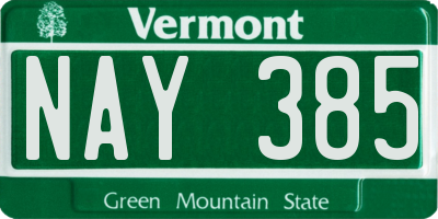 VT license plate NAY385