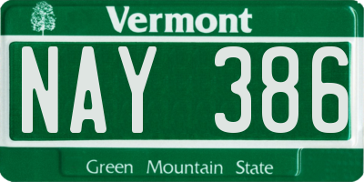 VT license plate NAY386
