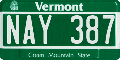 VT license plate NAY387