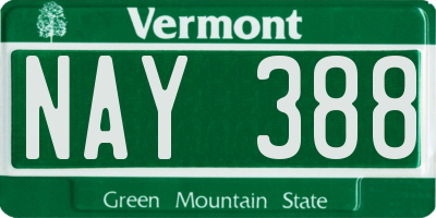 VT license plate NAY388