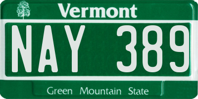 VT license plate NAY389