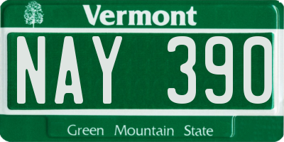 VT license plate NAY390