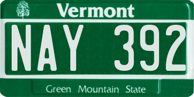 VT license plate NAY392