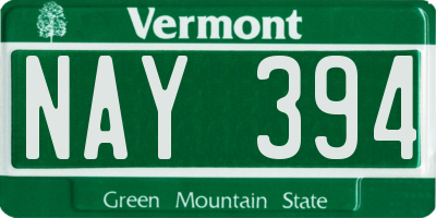 VT license plate NAY394