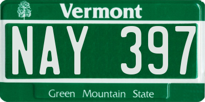 VT license plate NAY397