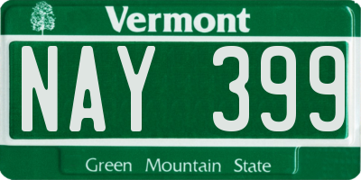 VT license plate NAY399