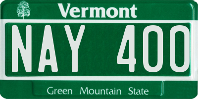 VT license plate NAY400
