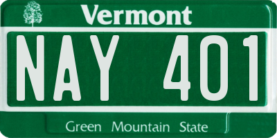 VT license plate NAY401
