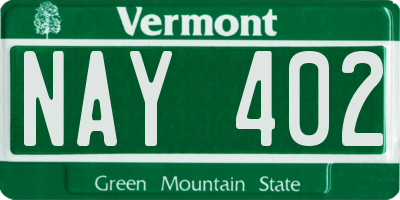 VT license plate NAY402