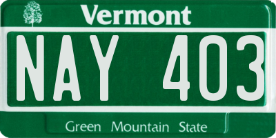 VT license plate NAY403