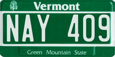 VT license plate NAY409