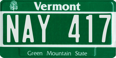 VT license plate NAY417