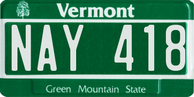 VT license plate NAY418