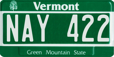 VT license plate NAY422