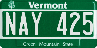 VT license plate NAY425
