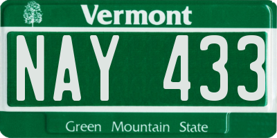 VT license plate NAY433