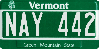 VT license plate NAY442