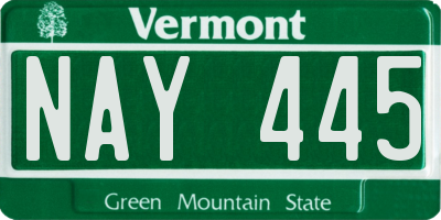 VT license plate NAY445