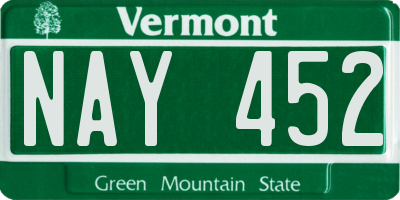 VT license plate NAY452