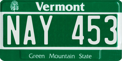 VT license plate NAY453
