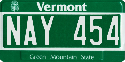 VT license plate NAY454