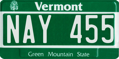 VT license plate NAY455