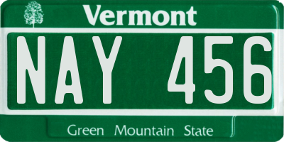VT license plate NAY456