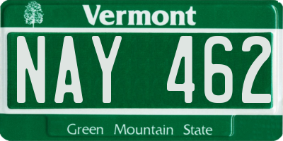 VT license plate NAY462