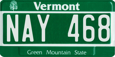 VT license plate NAY468