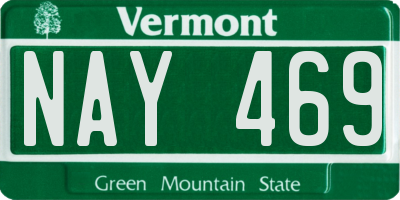VT license plate NAY469