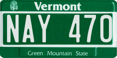 VT license plate NAY470