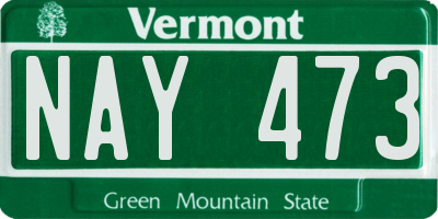 VT license plate NAY473