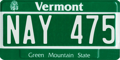 VT license plate NAY475