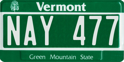 VT license plate NAY477