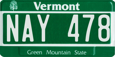 VT license plate NAY478
