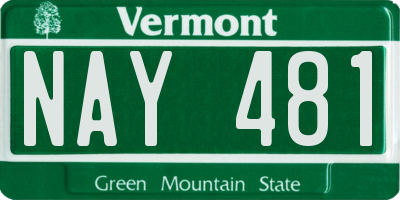VT license plate NAY481