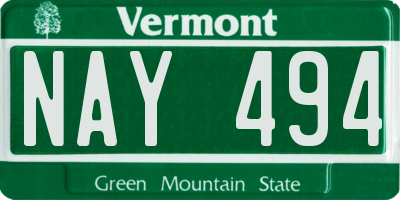 VT license plate NAY494