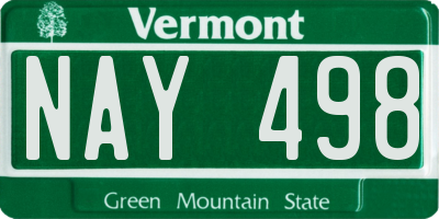 VT license plate NAY498