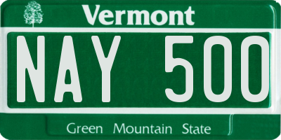 VT license plate NAY500
