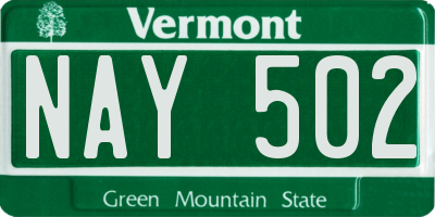 VT license plate NAY502