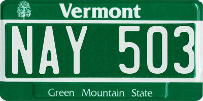VT license plate NAY503