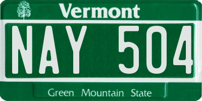 VT license plate NAY504