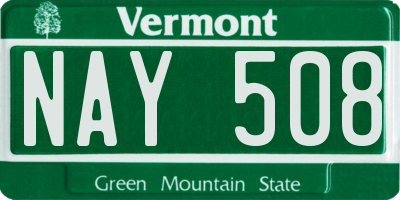 VT license plate NAY508