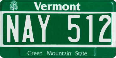 VT license plate NAY512