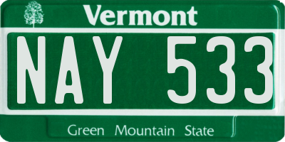VT license plate NAY533