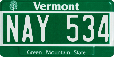 VT license plate NAY534