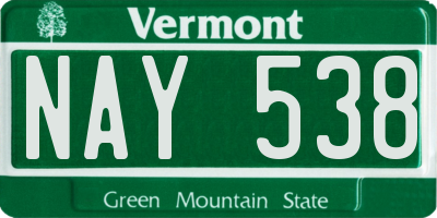 VT license plate NAY538