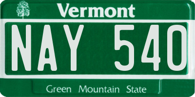 VT license plate NAY540