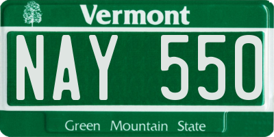 VT license plate NAY550